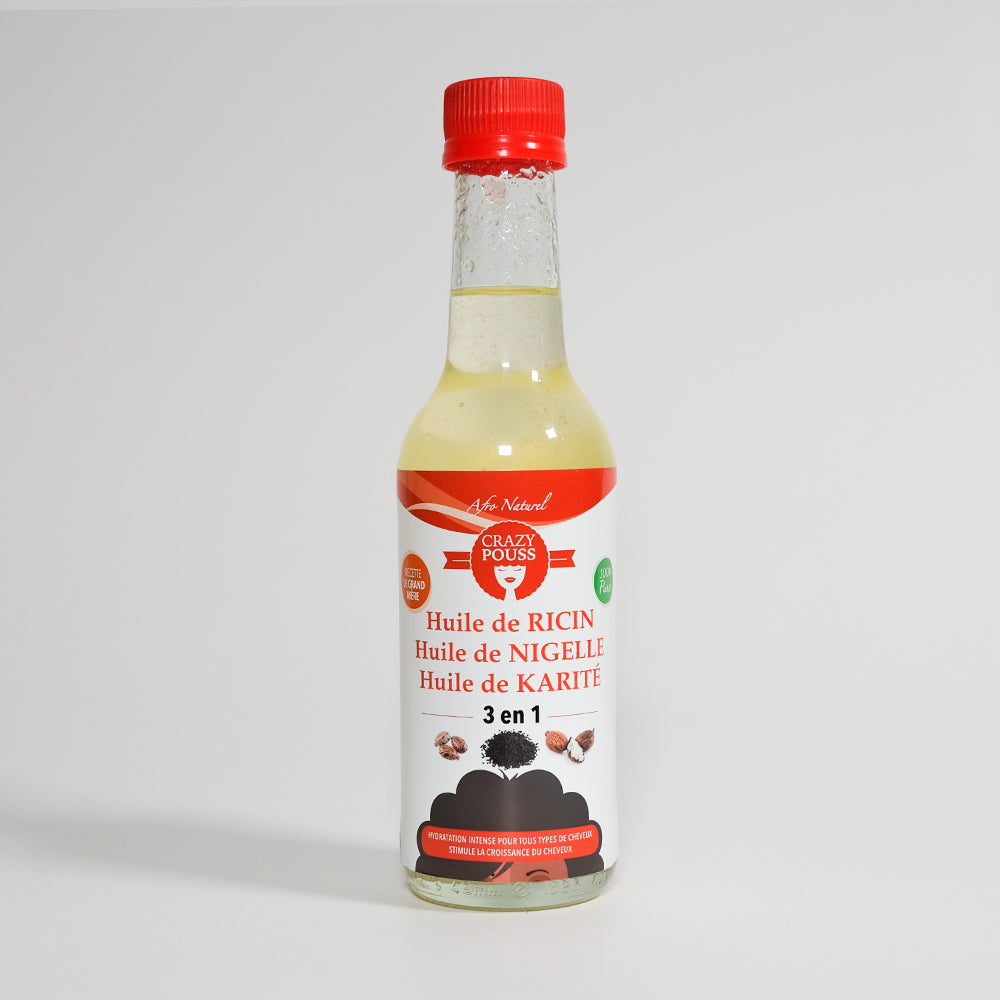 CRAZY POUSS-Huile Ricin Nigelle Karité-250ML