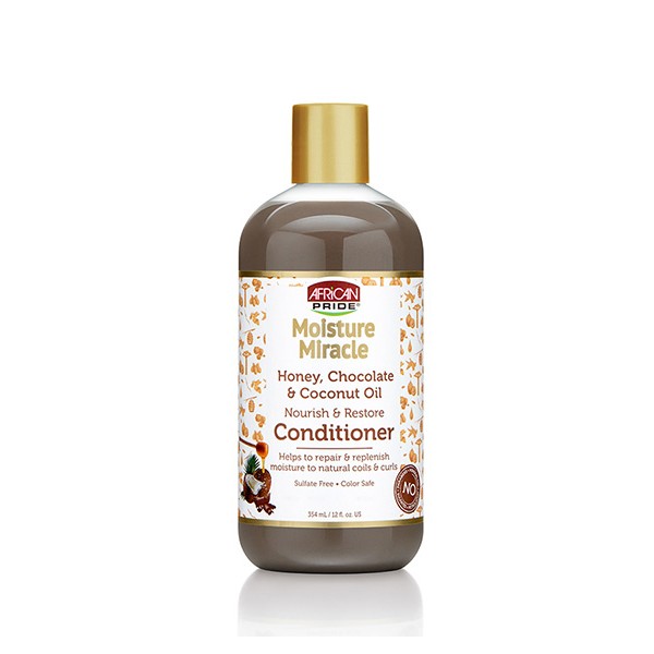 AFRICAN PRIDE -MOISTURE MIRACLE -Après-shampooing au Miel, Chocolat et Coco -354ML