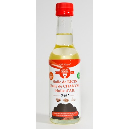 CRAZY POUSS-Huile 3en1 RICIN, CHANVRE et AIL 250ml