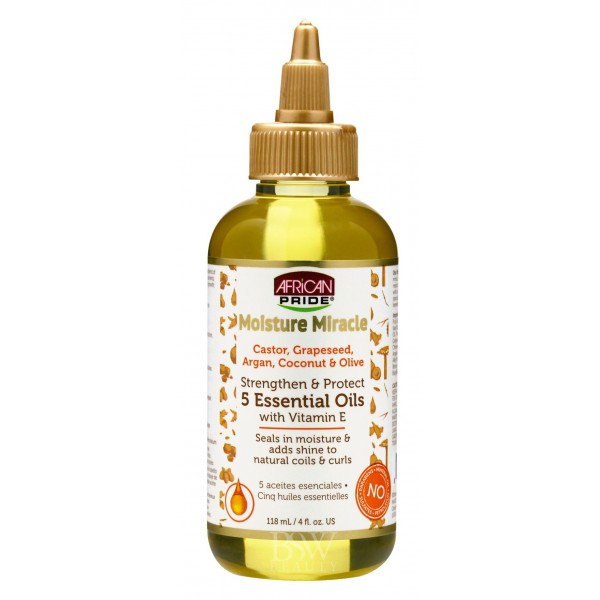 AFRICAN PRIDE- MOISTURE MIRACLE-Huile enrichie aux 5 huiles essentielles-118ml