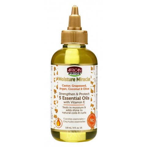 AFRICAN PRIDE- MOISTURE MIRACLE-Huile enrichie aux 5 huiles essentielles-118ml