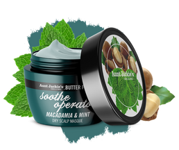 Aunt Jackie's Butter Fusions SOOTHE OPERATOR – Macadamia & Mint Dry Scalp Conditioning Masque 227g